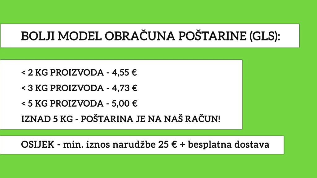 Novi, poboljšani način dostave Go Go granola i integralnih keksa putem GLS-a i minimalni iznos narudžbe za ostvarivanje besplatne dostave na podrušju grada Osijeka.