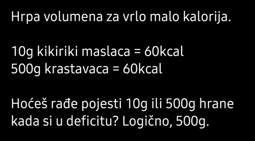 Hrpa volumena hrane za vrlo malo kalorija.