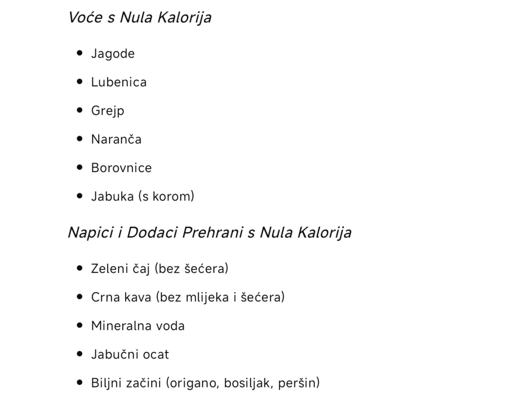 Voće i napitci za koje se smatra da imaju nula kalorija.